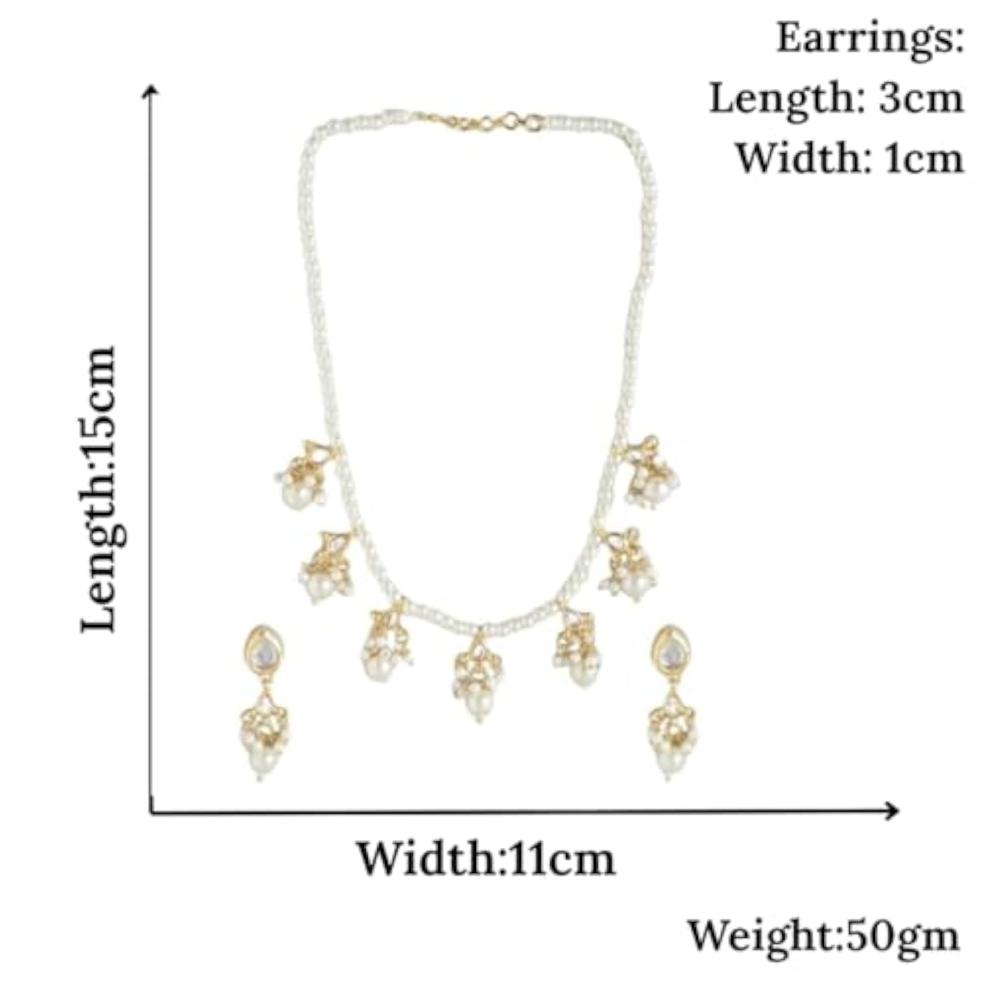 Women's Gold-Plated Pearl Studded Necklace Set, Bridal